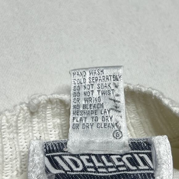 Sideffects Vintage Cable Knit Jacket White Button Up V Neck Women's M Retro 90s - Picture 5 of 11